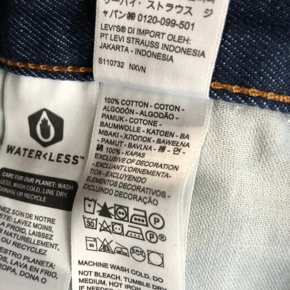 NEW Levi's Western Fit Jeans Mens 38x29 Straight Leg 100% Cotton Blue Denim Dark